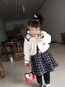 G.DUCKKIDS小黃鴨童裝女童套裝秋冬款兒童衣服女孩春裝加厚保暖小香風(fēng)連衣裙 米白色 90 建議80-90cm1歲半-2歲 曬單實(shí)拍圖