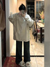 風(fēng)采兔 秋裝新款女2025衛衣女連帽超好看加絨美式重磅寬松學(xué)生薄款上衣 白色【薄款】 M 曬單實(shí)拍圖