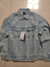 Lee商場(chǎng)同款24新品舒適版刺繡圖案淺藍色翻領(lǐng)男牛仔夾克外套 淺藍色 S 曬單實(shí)拍圖