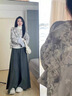 妍莉芬（yanlifen）新中式富家千金穿搭衣服休閑套裝女裝2025年秋季新款國風(fēng)外套褲子 灰色外套+褲子套裝 L 【建議100-120斤】 曬單實(shí)拍圖