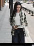 森馬（Semir）長(cháng)袖襯衫女中長(cháng)款慵懶寬松落肩休閑秋季chic復古格紋襯衣潮流 綠黑色調00449 M 曬單實(shí)拍圖