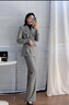 SUSTYLEG輕奢品牌西服套裝女灰駝色氣質(zhì)正裝西裝兩件套商務(wù)職業(yè)女裝 灰駝色 L 曬單實(shí)拍圖