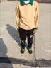 G.duck男童套裝 春秋新款男孩長(cháng)袖T恤長(cháng)褲運動(dòng)兩件套3-15歲小孩學(xué)生衣服 駝色衛衣+黑色褲子【套裝】 130 曬單實(shí)拍圖