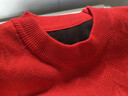 老爺車(chē)（LAOYECHE）本命年針織衫毛衣男春秋季加絨保暖中老年圓領(lǐng)提花套頭打底衫衛衣 DU3931大紅 XXL 曬單實(shí)拍圖