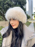 HG冬季毛絨漁夫帽女仿皮草帽子秋冬顯臉小保暖護耳百搭高級感蒙古帽 奶茶色 曬單實(shí)拍圖