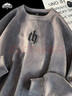 頂峰保羅（Dingfengbaoluo）衛衣男士秋冬季圓領(lǐng)麂皮絨長(cháng)袖上衣寬松美式潮牌DFL05深灰XL 曬單實(shí)拍圖