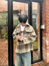HXHK小香風(fēng)格子外套男秋冬季日系慵懶風(fēng)設(shè)計(jì)高級(jí)感毛呢襯衫式夾克翻領(lǐng) 紅格 XL 曬單實(shí)拍圖