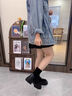 OLJ奢侈高端品牌女鞋厚底馬丁靴秋季新款通勤時(shí)尚氣質(zhì)百搭粗跟瘦瘦靴 黑色 37 曬單實(shí)拍圖