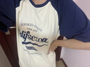 茵侈夏季半袖上衣簡約插肩袖短袖t恤女裝學(xué)生韓版寬松潮ins 藏藍杏 M 86-105斤 曬單實拍圖