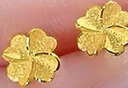 周六福幸運四葉草足金999黃金耳釘女 計價(jià)A0912975 一對 約0.82g禮物 曬單實(shí)拍圖