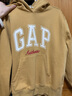 GAP女裝2025秋季新款撞色Logo寬松抓絨套頭連帽衫衛衣上衣792499 黃色 M (165/88A) 亞洲尺碼 曬單實(shí)拍圖