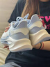 安踏（ANTA）女鞋運動(dòng)跑步鞋子毒刺冬季新款皮面減震耐磨女士百搭防滑休閑鞋 象牙白/氧氣藍 【防潑水】 37.5 曬單實(shí)拍圖