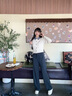 森馬（Semir）商場同款|森柔休閑褲女冬季仿呢撞色闊腿褲2025新款顯瘦軟糯長褲 花灰色調(diào)00300 S 曬單實拍圖