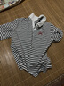 Halo Queen長(cháng)袖T恤女春秋POLO領(lǐng)字母刺繡條紋上衣寬松休閑上衣新品H143T2012 曬單實(shí)拍圖