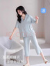 棉滿滿女士睡衣夏季薄款莫代爾涼感帶胸墊圓領(lǐng)短袖七分褲寬松家居服套裝 曬單實(shí)拍圖