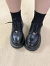 DAPHNE達芙妮厚底樂(lè )福鞋女2025新款秋季英倫風(fēng)黑色系帶小皮鞋牛津單鞋女 曬單實(shí)拍圖
