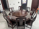 惠尋烏金木實(shí)木家用餐桌椅組合新中式圓形轉盤(pán)大圓桌雕花古典家具 1.3米圓桌【送轉盤(pán)】 曬單實(shí)拍圖