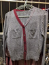 三彩2025冬季新款飄帶針織衫V領(lǐng)毛衫開(kāi)叉開(kāi)衫設計感女 寂靜灰 M 160/84A 曬單實(shí)拍圖