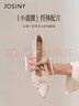 卓詩(shī)尼婚鞋女2025新款秋季尖頭細跟鞋女香檳色新娘鞋結婚鞋女 淺金色 37 曬單實(shí)拍圖