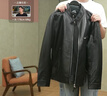 太平鳥(niǎo)男裝【鋒度皮衣】綿羊皮夾克新款真皮立領(lǐng)外套B1BDF4F06 黑色1 XL 曬單實(shí)拍圖