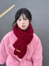 暢印圍巾冬季保暖韓版日系學(xué)生加厚百搭毛線高級針織圍脖純色情侶新款 酒紅色4團(tuán)線+編織器+小熊貼 曬單實(shí)拍圖