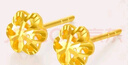 六桂福珠寶 黃18K金耳釘女款絲絲梅花簡(jiǎn)約K黃金耳飾耳針EK0200047 曬單實(shí)拍圖