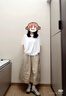 無(wú)印良品（MUJI）女式?jīng)龈蟹雷贤饩€(xiàn)蝙蝠袖T恤 短袖上衣打底衫女款涼感物語(yǔ)硬核防曬 白色 L (165/88A) 曬單實(shí)拍圖