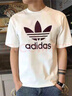 阿迪達斯 （adidas）三葉草短袖男士2025夏季半袖跑步透氣休閑圓領(lǐng)運動(dòng)服健身訓練T恤 純棉IA4812白色酒紅 M 推薦150-170斤 曬單實(shí)拍圖