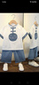 三象鯊男童唐裝夏裝短袖套裝中國風(fēng)禮服兒童漢服帥氣棉麻薄款童裝兩件套 蘭花 藍色 120 曬單實(shí)拍圖