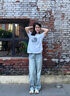 美麗衣櫥（BEAUTIFUL WARDROBE）復古做舊牛仔褲女秋季高腰顯瘦彎刀闊腿褲女寬松垂感鐮刀褲子女士 曬單實(shí)拍圖