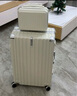 喜朗頓鋁框多功能行李箱女學(xué)生拉桿箱子母箱旅行密碼箱結實(shí)耐用男皮箱子 頂配usb子母鋁框/奶油白 26英寸 【需托運】 曬單實(shí)拍圖