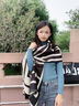 MITHAOL KUSC含羊毛桑蠶絲圍巾女2025秋冬披肩保暖百搭圍脖生日禮物送女友字母黑白禮盒裝 曬單實(shí)拍圖