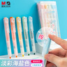 晨光（M&G）文具本味5色按動熒光筆大角度筆夾 考試復(fù)習(xí)重點標(biāo)記筆 彩色記號筆 淡彩海鹽手賬筆 AHM27305 曬單實拍圖