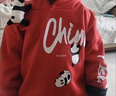 迪士尼（Disney）男童加絨套裝新款寶寶衣服秋冬兒童衛衣韓版中小童保暖連帽兩件套 酒紅色熊貓掛件套裝（加絨） 90 碼 建議1-2歲 體重15-25斤 曬單實(shí)拍圖