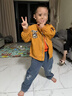 2025新款男童寶寶春秋款長(cháng)袖飛行服外套休閑牛仔褲套裝中小童春秋 土黃色 常規 飛行服三件套 130 曬單實(shí)拍圖
