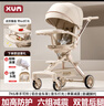 XUM嬰兒車(chē)遛娃神器推車(chē)可坐可躺0-6歲雙向折疊輕便高景觀(guān)溜娃手推車(chē) 加高防護+鋁合金+六組減震香檳色 曬單實(shí)拍圖