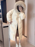 可茵（Keyin）棉褲女中長款2025年冬季新款韓版牛角扣大毛領(lǐng)加厚過膝棉衣外套女 淺黃色 M 曬單實(shí)拍圖