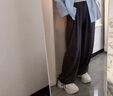 森馬（Semir）休閑褲女純棉打褶闊腿褲腰帶秋復古磨毛長(cháng)褲顯腿長(cháng)101524127005A 曬單實(shí)拍圖