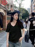 浪莎白色短袖t恤女夏季2025新款寬松薄款大V領(lǐng)休閑百搭顯瘦慵懶風(fēng)上衣 曬單實(shí)拍圖