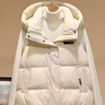 鴨鴨（YAYA）羽絨馬甲女外穿秋冬新款情侶男女同款連帽馬夾背心羽絨服外套 米白色 M /160(建議100-115斤) 曬單實(shí)拍圖
