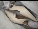 百麗（Belle）氣質(zhì)干練包頭涼鞋女增高尖頭通勤涼鞋B2615BH5 米白 38 (240mm) 曬單實(shí)拍圖