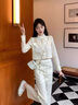 她芙（tafu）品牌女裝小香風(fēng)套裝女2025春秋新款法式小個(gè)子氣質(zhì)上衣褲子兩件套 米杏色 M （100-110斤） 曬單實(shí)拍圖