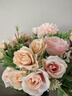 呂姆克假花單支裝飾絹花塑料花干花插花裝飾擺件整1束10頭玫瑰粉色7619 曬單實(shí)拍圖