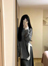 GOREMAN法式灰色不規(guī)則針織毛衣套裝裙子女早秋季2025新款秋冬穿搭一整套 46532毛衣-灰色 均碼 【推薦80-130斤】 曬單實拍圖