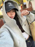 風采兔 美式復古連帽拉鏈開衫衛(wèi)衣女秋冬設計感寬松oversize學院風外套 灰色 M 曬單實拍圖