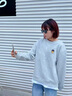 SPAO韓國同款小熊刺繡衛(wèi)衣男女同款秋季寬松圓領(lǐng)情侶外套SPWY25SY04LD 灰#SP藍(lán)帽子熊-貼布繡 L 曬單實(shí)拍圖