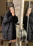 鹿王戀雪時(shí)尚羽絨棉服女2025冬季新款蝙蝠袖寬松加厚保暖中長(cháng)款棉襖外套 黑色 L 145-175斤 曬單實(shí)拍圖