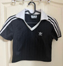 阿迪達斯（adidas）三葉草系列 女 V-NECK POLO 短袖 JD2606 黑色  L  曬單實(shí)拍圖
