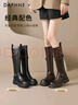 達芙妮長(cháng)筒靴子女鞋冬季加絨2025新款秋季高筒騎士長(cháng)靴百搭 曬單實(shí)拍圖