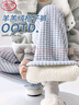 浪莎羊羔絨千鳥(niǎo)格闊腿褲女冬季2025新款高腰寬松休閑加絨直筒格子褲 曬單實(shí)拍圖